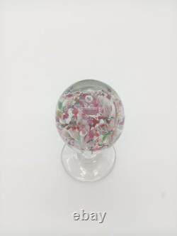 Sulfure Presse Papier Ancien Sur Pied Fontaine Verre Rose France XIXème Siècle
