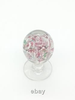 Sulfure Presse Papier Ancien Sur Pied Fontaine Verre Rose France XIXème Siècle