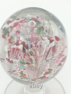 Sulfure Presse Papier Ancien Sur Pied Fontaine Verre Rose France XIXème Siècle