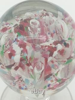 Sulfure Presse Papier Ancien Sur Pied Fontaine Verre Rose France XIXème Siècle