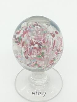 Sulfure Presse Papier Ancien Sur Pied Fontaine Verre Rose France XIXème Siècle