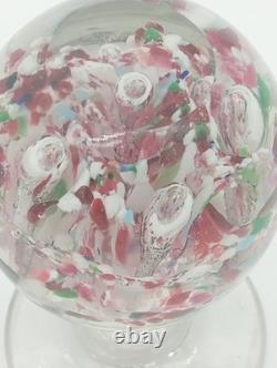 Sulfure Presse Papier Ancien Sur Pied Fontaine Verre Rose France XIXème Siècle