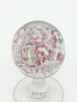 Sulfure Presse Papier Ancien Sur Pied Fontaine Verre Rose France XIXème Siècle
