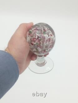 Sulfure Presse Papier Ancien Sur Pied Fontaine Verre Rose France XIXème Siècle