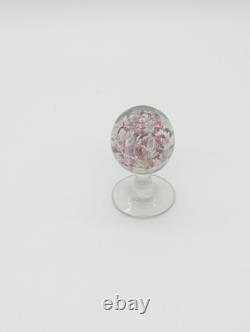 Sulfure Presse Papier Ancien Sur Pied Fontaine Verre Rose France XIXème Siècle