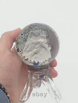 Sulfure Presse Papier Ancien Vierge Marie Verre Pied Tripode France XIXem Siècle