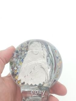 Sulfure Presse Papier Ancien Vierge Marie Verre Pied Tripode France XIXem Siècle