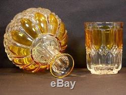 Superbe Ancien Ensemble Parfum Val St Lambert Luxval Art Deco Glass 1930 VSL