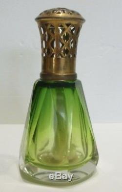 Superbe LAMPE BERGER Ancienne en Cristal Vert de SAINT LOUIS