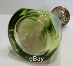 Superbe LAMPE BERGER Ancienne en Cristal Vert de SAINT LOUIS