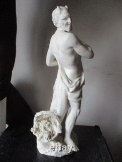 Superbe ancien faune ou satyre diable en biscuit de sevres