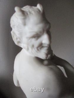 Superbe ancien faune ou satyre diable en biscuit de sevres