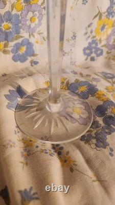 Superbe ensemble de 7 verres à pied anciens en cristal doublé bleu cobalte