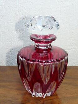 Superbe rare ancien Flacon à parfum rouge en cristal de Saint Louis