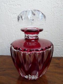 Superbe rare ancien Flacon à parfum rouge en cristal de Saint Louis