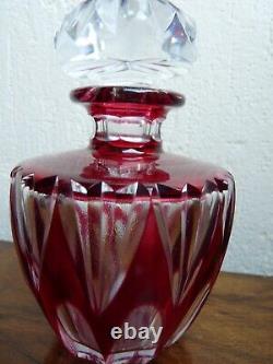 Superbe rare ancien Flacon à parfum rouge en cristal de Saint Louis