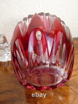 Superbe rare ancien Flacon à parfum rouge en cristal de Saint Louis