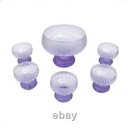 Superbe rare service à dessert coupe cristal violet ancien Art Décoration