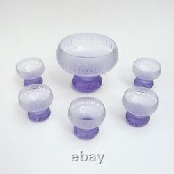 Superbe rare service à dessert coupe cristal violet ancien Art Décoration