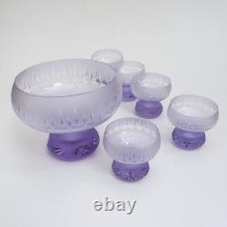 Superbe rare service à dessert coupe cristal violet ancien Art Décoration