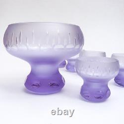 Superbe rare service à dessert coupe cristal violet ancien Art Décoration