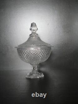Trés ancien drageoir bonbonnière boite cristal moulé Charles X Diamant Baccarat