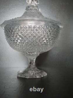 Trés ancien drageoir bonbonnière boite cristal moulé Charles X Diamant Baccarat