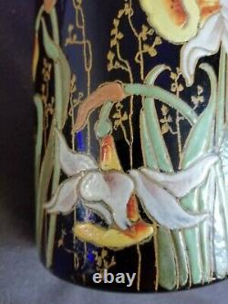Très rare et magnifique paire de vase émaillés aux Narcisses Legras anciens