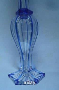 V35 Vase Soliflore Cristal St Louis XIXe Taillé Doublé Bleu Ancien Baccarat