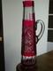 VAL SAINT LAMBERT ANCIENNE CANETTE PITCHER COLORER ROUGE CRISTAL TAILLER 35 cm