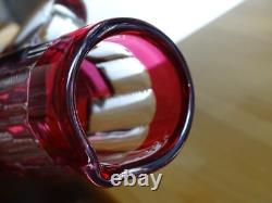 VAL SAINT LAMBERT ANCIENNE CANETTE PITCHER COLORER ROUGE CRISTAL TAILLER 35 cm