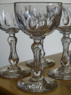 VAL ST LAMBERT 6 ANCIENS VERRES A APERITIF EN CRISTAL TAILLE OLIVES ht 10,5 cm
