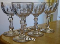 VAL ST LAMBERT 6 ANCIENS VERRES A APERITIF EN CRISTAL TAILLE OLIVES ht 10,5 cm