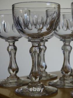 VAL ST LAMBERT 6 ANCIENS VERRES A APERITIF EN CRISTAL TAILLE OLIVES ht 10,5 cm