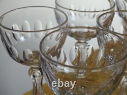 VAL ST LAMBERT 6 ANCIENS VERRES A APERITIF EN CRISTAL TAILLE OLIVES ht 10,5 cm