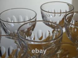 VAL ST LAMBERT 6 ANCIENS VERRES A APERITIF EN CRISTAL TAILLE OLIVES ht 10,5 cm