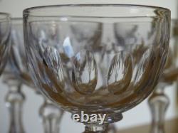 VAL ST LAMBERT 6 ANCIENS VERRES A APERITIF EN CRISTAL TAILLE OLIVES ht 10,5 cm