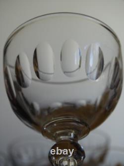 VAL ST LAMBERT 6 ANCIENS VERRES A APERITIF EN CRISTAL TAILLE OLIVES ht 10,5 cm