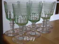 VAL ST LAMBERT 7 ANCIENS VERRES APERITIF CRISTAL MODELE OTHON OURALINE ht 11 cm