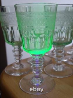 VAL ST LAMBERT 7 ANCIENS VERRES APERITIF CRISTAL MODELE OTHON OURALINE ht 11 cm