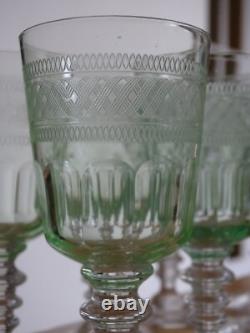 VAL ST LAMBERT 7 ANCIENS VERRES APERITIF CRISTAL MODELE OTHON OURALINE ht 11 cm
