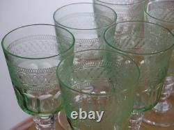 VAL ST LAMBERT 7 ANCIENS VERRES APERITIF CRISTAL MODELE OTHON OURALINE ht 11 cm
