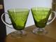 VAL ST LAMBERT CRISTAL 2 ANCIENS VERRES THE GRAVURE 1900 CHARTREUSE ht 8 cm