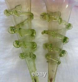 VASE CORNET, paire de vases cornets, murano, cristal, verre, vase cornet ancien