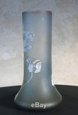 VASE EMAILLE, très beau & ancien vase émaillé, Montjoye, Legras, fleurs