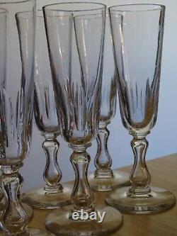 Val St Lambert 6 Anciennes Flutes A Champagne En Cristallin Taille Olives