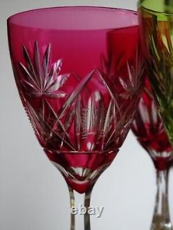 Val St Lambert 6 Anciens Verres Vin Roemer Cristal Lubin Tailler Doubler Colorer