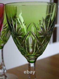 Val St Lambert 6 Anciens Verres Vin Roemer Cristal Lubin Tailler Doubler Colorer