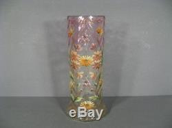 Vase Ancien En Verre Émaillé Style Art Nouveau Epoque 1900 Montjoye Legras