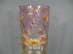 Vase Ancien En Verre Émaillé Style Art Nouveau Epoque 1900 Montjoye Legras